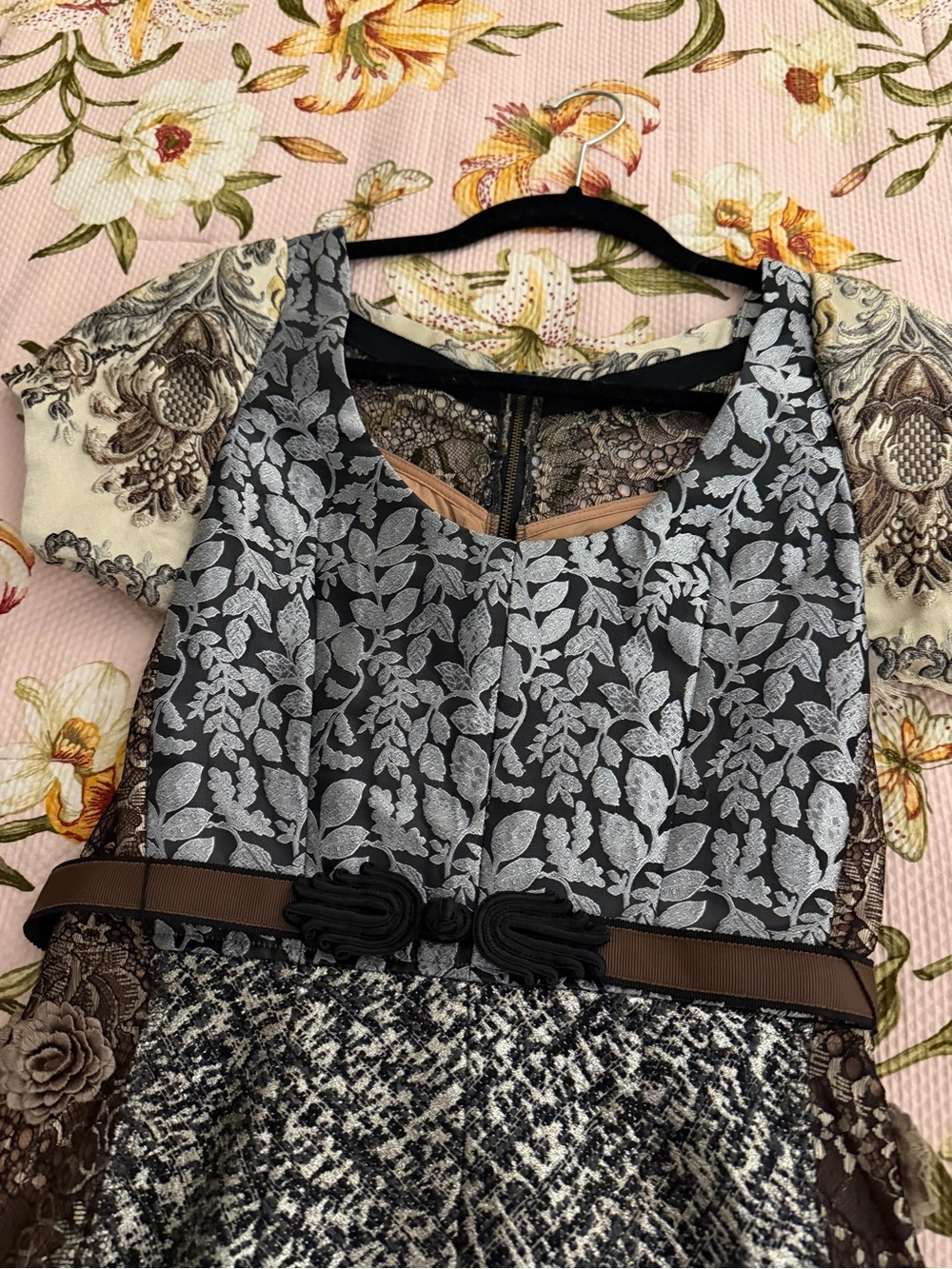 Byron Lars Black, Brown & Cream Mixed-Print Sheath Dress